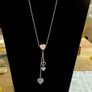 Authentic Tiffany & Co. Multi heart drop necklace. Sterling silver.